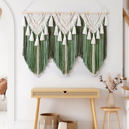 Large Green Macrame Wall Hanging Boho Woven Tapestry Home Decor