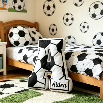 Personalized Sports Letter Pillow with Name - Football Themed Plush Decor