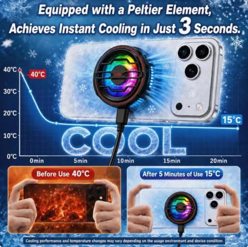 Portable Magnetic Phone Cooler Fan with High Power Adapter for Smartphones