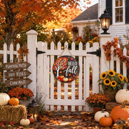 Fall Outdoor Welcome Sign for Front Door Halloween & Thanksgiving Decor