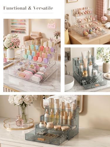 Clear Makeup Organizer with 3-Tier & Drawer for Vanity, Perfume Display Stand - Variation of This Listing