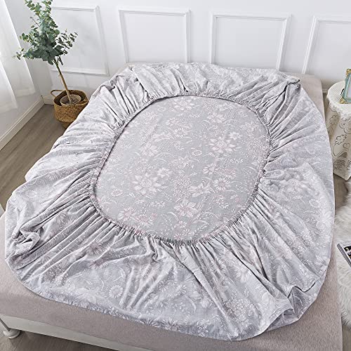 Gray Pink King Sheets Set - Floral 600TC Cotton Bedding with Deep Pockets