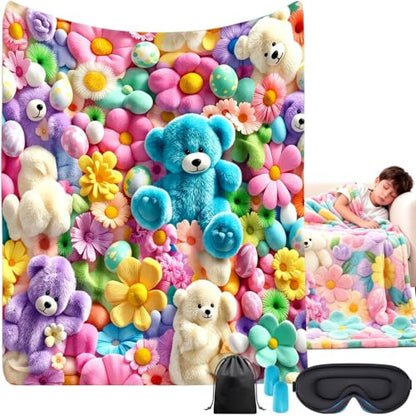 Teddy Pastel Floral Plush Throw Blanket - 60x80in Cozy Flannel