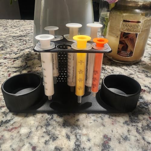 Medical Syringe Organizer Stand Holder Black - Multi-Slot & Bottle Storage