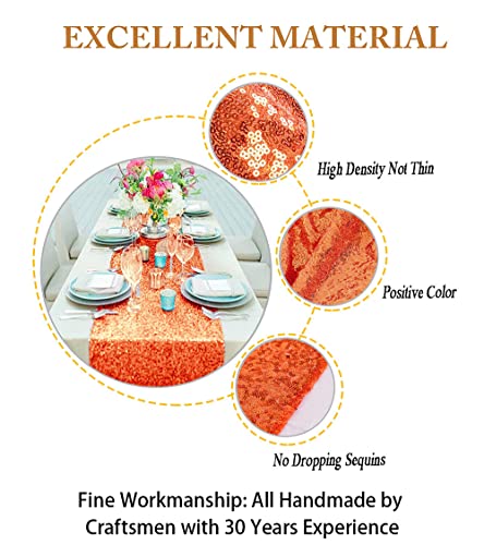 Orange Sequin Table Runner 13x108 Inches for Holiday & Event Decor - Variation of THIS listing