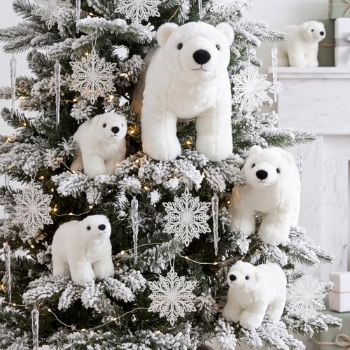 Christmas Polar Bear Ornaments Set - 3 Sizes, White Holiday Decorations (Variation: Cute / 10.63" x 17.72", 7.87" x 13.78", 5.12" x 7.87")