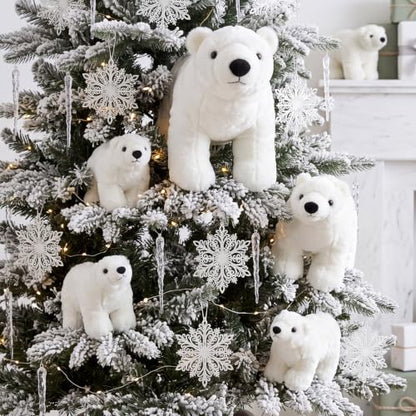 Christmas Polar Bear Ornaments Set - 3 Sizes, White Holiday Decorations (Variation: Cute / 10.63" x 17.72", 7.87" x 13.78", 5.12" x 7.87")