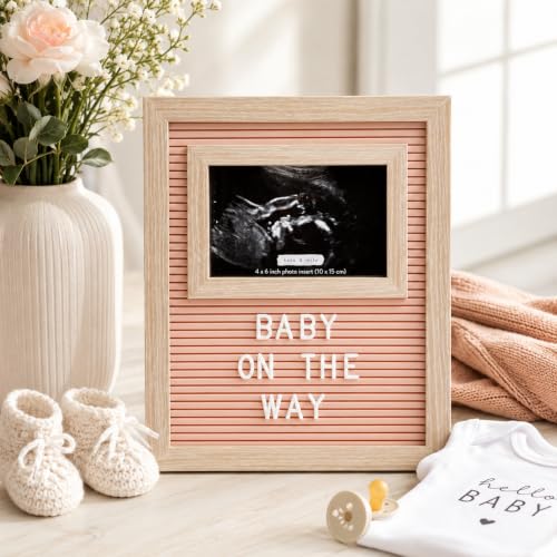 Pink Sonogram Letterboard Frame for Nursery - Personalized Pregnancy Keepsake - Variation of Pink Sonogram Letterboard