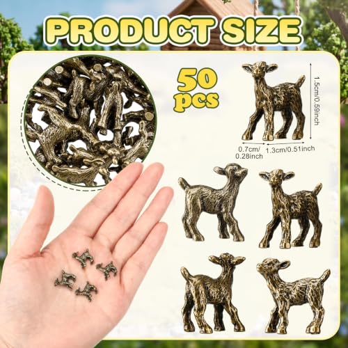 Mini Sheep Figurines Set - 50 Golden Brass Lamb Decorations for First Communion Easter