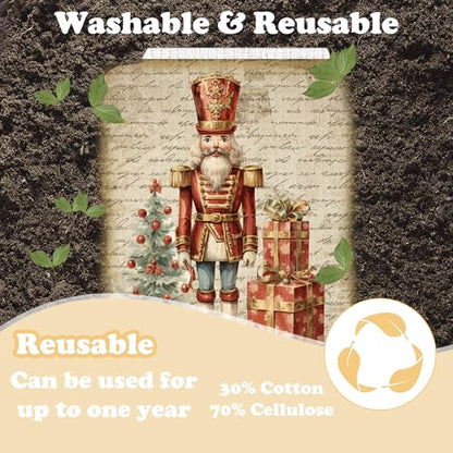 Christmas Swedish Dishcloths for Kitchen - 6 Pack, Vintage Holiday Design