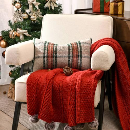 Christmas Plaid Throw Pillow Cover 12x20 Inches - Red Green Tartan Holiday Decor Variation of THIS listing