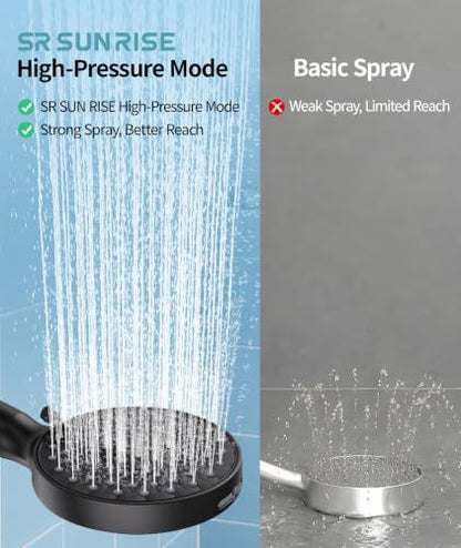 Filtered Handheld Shower Head with 9 Spray Modes and Water Softener Beads - Black / 1.8GPM + 1 Filter