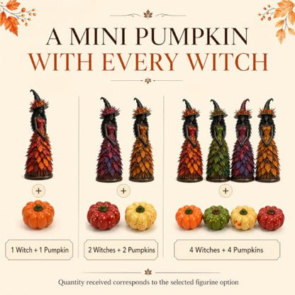 Large Midnight Bloom Witch Enchanted Autumn Resin Figurine - Fall Decor