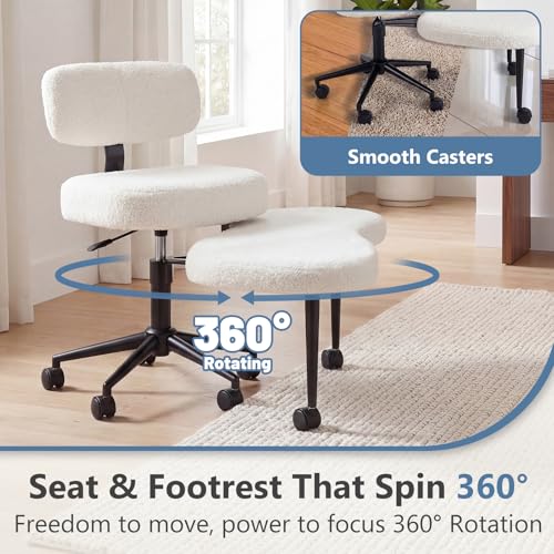 DUMOS ADHD Meditation Chair Cross Legged Home Office Desk Chair - White