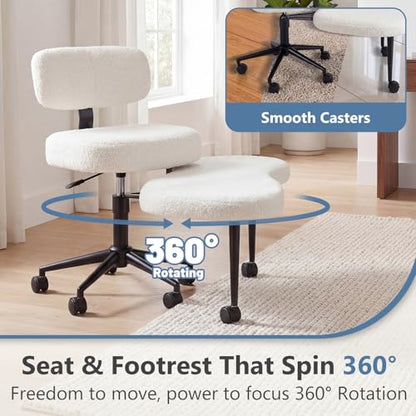 DUMOS ADHD Meditation Chair Cross Legged Home Office Desk Chair - White