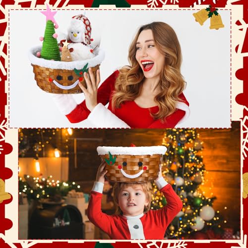 Youyole Classic Christmas Gift Basket Set - Woven Bamboo Santa Gingerbread Snacks