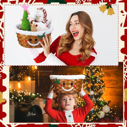 Youyole Classic Christmas Gift Basket Set - Woven Bamboo Santa Gingerbread Snacks