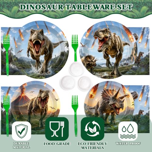 Dinosaur Party Decorations Serve 24 - Birthday Party Supplies Including Plates, Balloons & Banner
