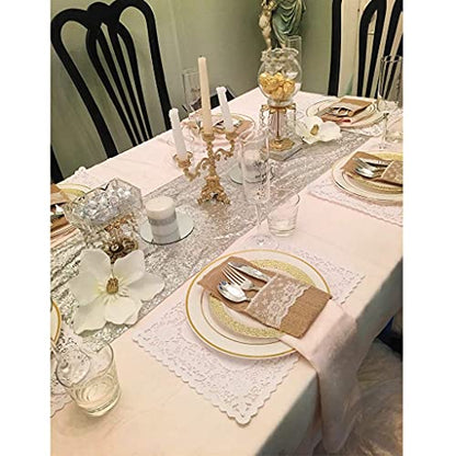 Eternal Beauty Silver Sequin Table Runner 12x72 Inch 2PCS - Elegant Party Decor