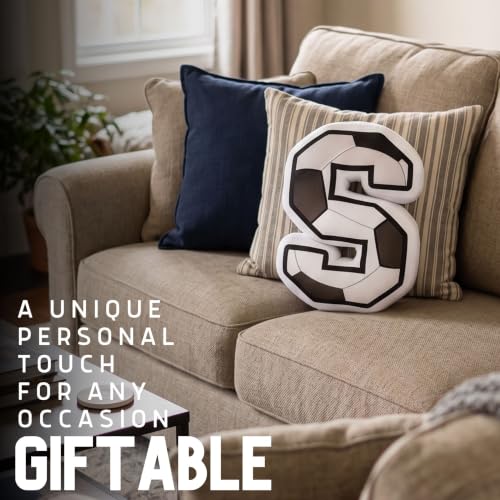 Personalized Soccer Pillow with Initial J - Decorative Fan Gift for Men & Coaches