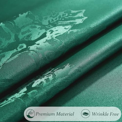 Christmas Tablecloth 60x84 Inch Green Jacquard Spill Proof Non Slip Holiday Decor