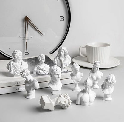 Garwor Mini Greek Mythology Figures - 10PCS Resin Bust Statues for Home Office Décor | 2.75" H