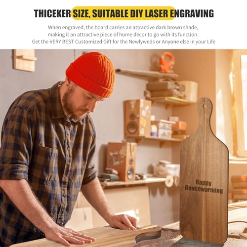 Acacia Wood Cutting Boards Set - 12 Pieces 17x6 Inches with Handle