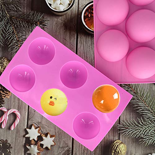 5Pack Sphere Silicone Molds,Ausplua Silicon Dome mold semi sphere Baking Mould for Making Candy, Chocolate,Cake,Mousse,Jelly,Variety Sizes(pink)