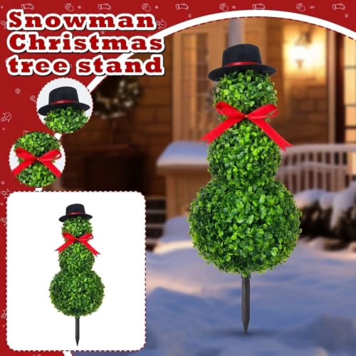 Christmas Snowman Topiary Decor 31" Snowman Stake No Pot - Holiday Garden & Indoor Decor