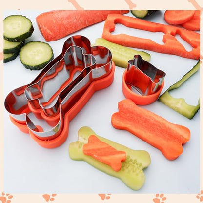 Dog Cookie Cutters Set 3 Sizes Stainless Steel Bone Paw Print Mold for Homemade Treats
