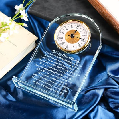 Glass Clock Gift for Mom from Daughter Son - Keepsake Present with Love Message - Mom Gifts from Daughter Son - Mothers Day Christmas Valentine's Day - Mom Gifts