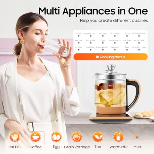 Electric Glass Kettle with Temperature Control 1.8L — Multi-Function Tea & Food Maker