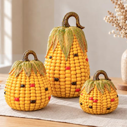 Fall Pumpkin Decor Set - 3 Pieces for Autumn Home & Holiday Display