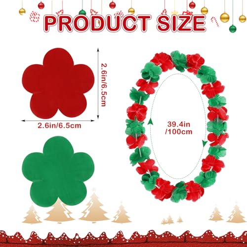 Christmas Leis 24 Pack Red and Green Flower Hawaiian Party Decorations - Festive Holiday Accessories
