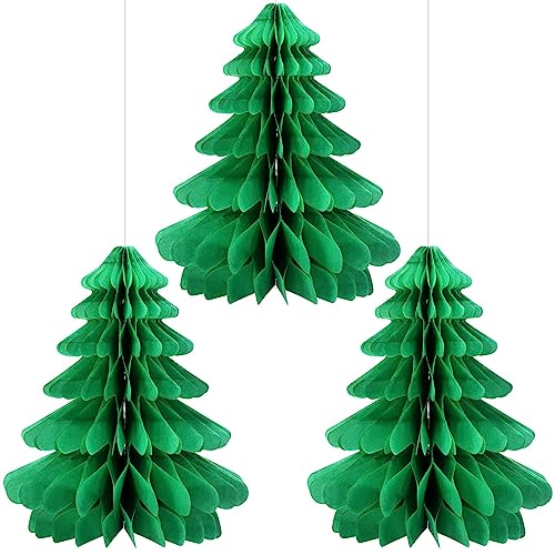 Eersida 3 Pack Christmas Honeycomb Paper Trees - Green and Red