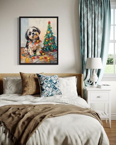 Shih Tzu Christmas Unframed Wall Art Print Poster - 10 x 8 Inches, Dog Pet Lover Artwork