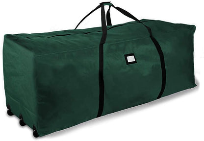 Primode Rolling Tree Storage Bag - Extra Large Heavy Duty Container for 9 ft Holiday Trees | 28" H x 16" W x 60" L - Green