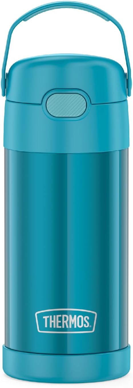 THERMOS FUNTAINER Water Bottle - 12 Ounce Kids Stainless Steel Vacuum Insulated with Straw | Teal