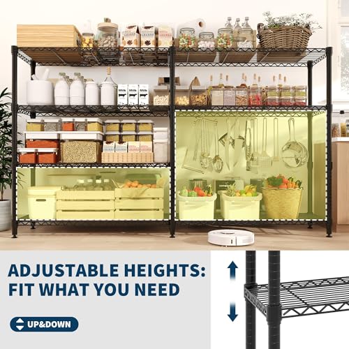 Garvee 70.8-Inch Wide Heavy Duty Wire Shelving Unit for Kitchen Pantry - Black