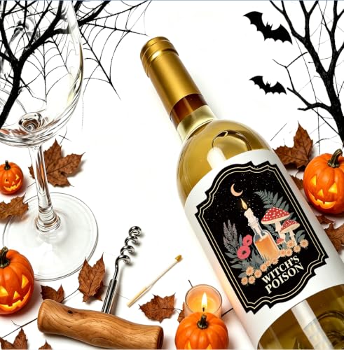 Halloween 1 8pcs Funny Black Retro Wine Labels Party Decorations