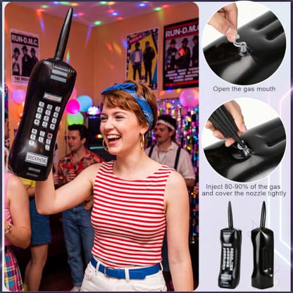 8pcs Inflatable Retro Mobile Phone Party Decorations 26 Inch - 80s 90s