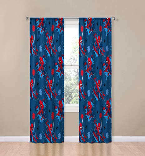 Kids Spiderman Curtain Set - 84x84 Inches, Pack of 6, Blue Kids Room Decor
