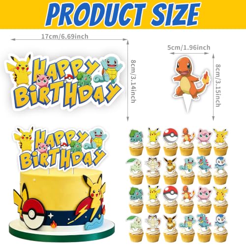 Anime Cake Topper Set for Birthday Party Decorations - 25 Pcs