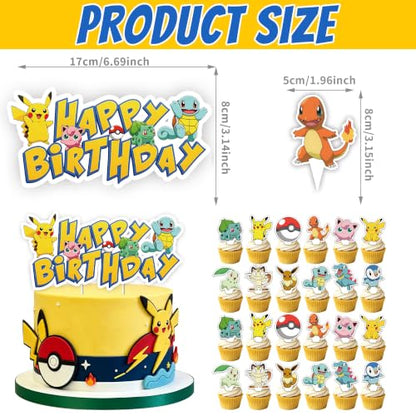 Anime Cake Topper Set for Birthday Party Decorations - 25 Pcs