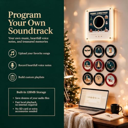 Christmas Magnetic Vinyl Music Player Set with Holiday Discs - Fridge Decor