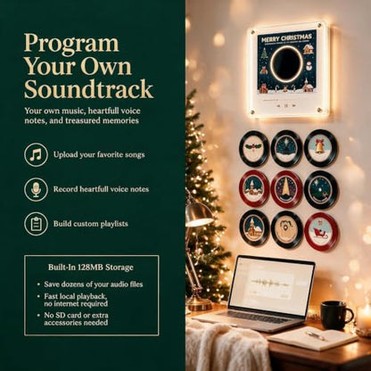Christmas Magnetic Vinyl Music Player Set with Holiday Discs - Fridge Decor