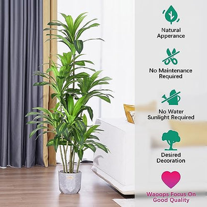 6Ft Artificial Dracaena Fragrans Tree - Faux Indoor Outdoor Plant with 8 Heads