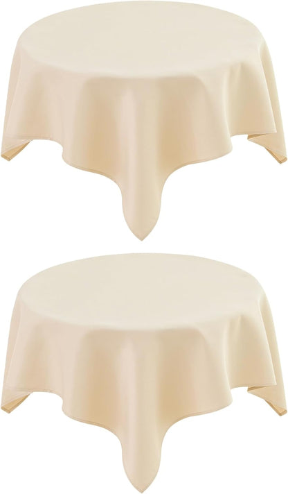 Skiennix Small Square Tablecloth - 36x36 Inch Beige Washable Polyester for Indoor/Outdoor Use