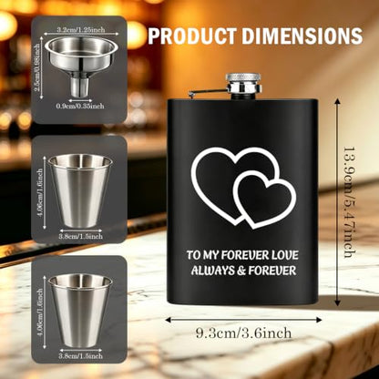 Personalized 8 Oz Hip Flask with Photo and Text - Custom Gift for Him - Variation of Text