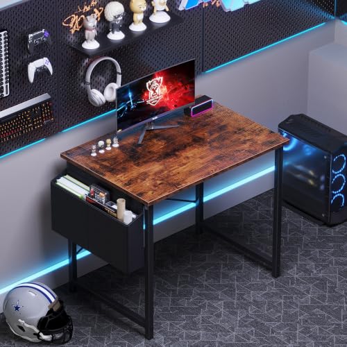 Small Computer Desk 31 Inch Gaming Desk for Home Office - Rusic Brown